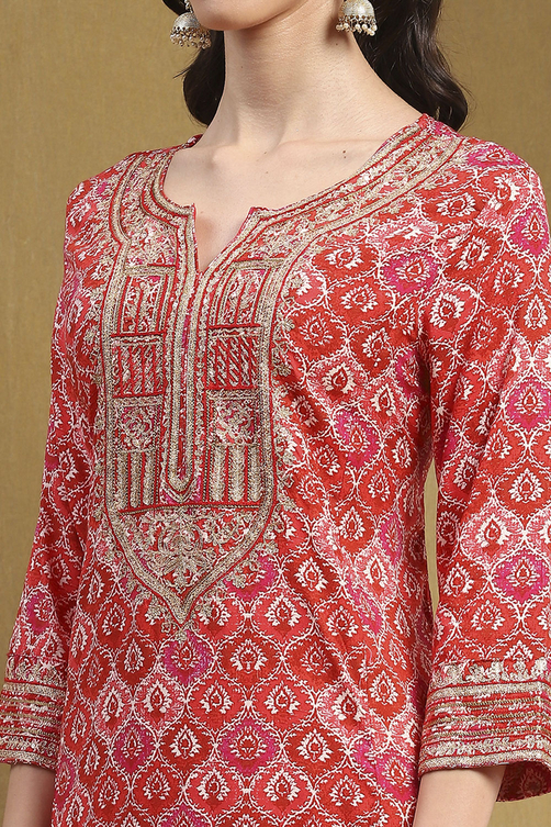 Grey Printed Festive A-line Suit Set image number 1