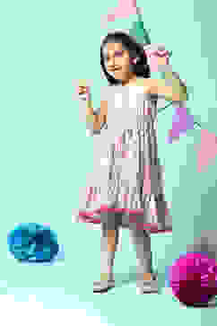 Off White Cotton Flared Dress image number 0