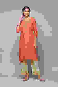 Coral Rayon Straight Kurta Palazzo Suit Set image number 0