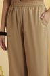 Beige Poly Linen Straight Suit Set image number 2