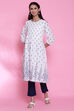 Sky Blue Cotton Straight Kurta image number 5