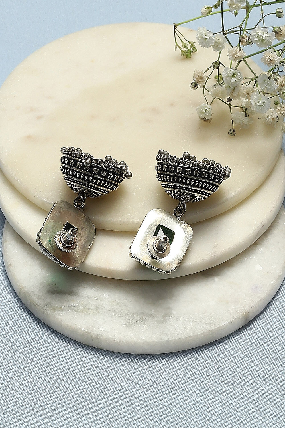 Green Brass Earrings image number 2