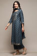 Blue Voile Relaxed Kurta Palazzo Suit Set image number 4