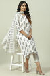 Off White Linen Digital Print Unstitched Suit Set image number 7