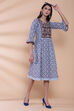 Blue Cotton A-line Printed Kurta image number 5