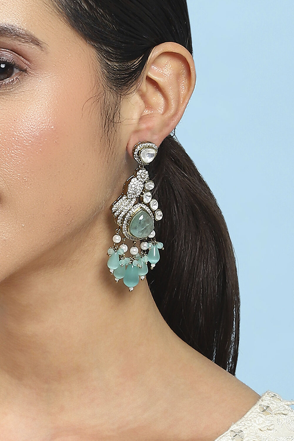 Mint Green Brass Drop & Danglers image number 1