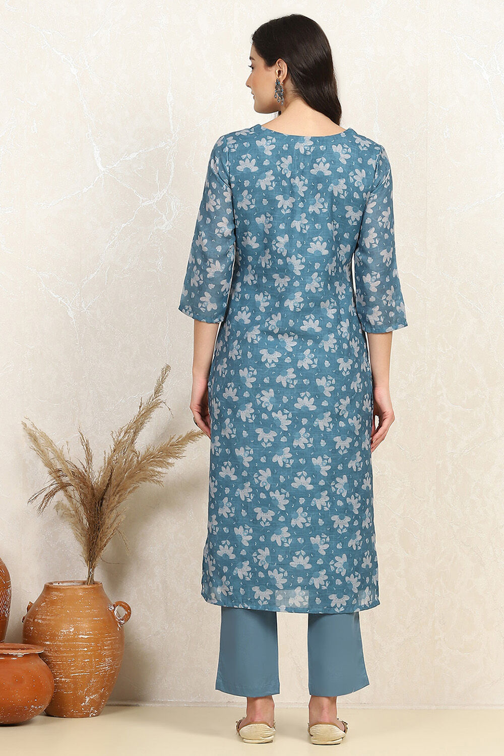 Mauve Linen Digital Print Unstitched Suit Set image number 5