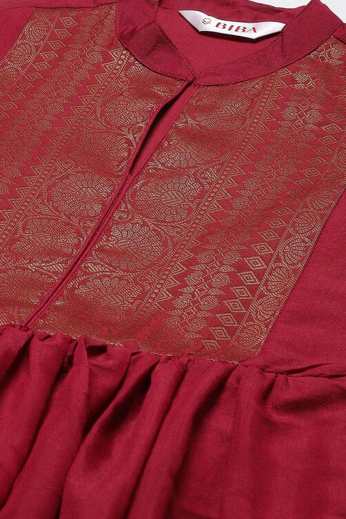 Black Art Silk Flared Yarndyed Kurta image number 1