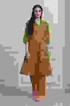 Mustard Yellow Cotton Printed Kurta Set image number 6