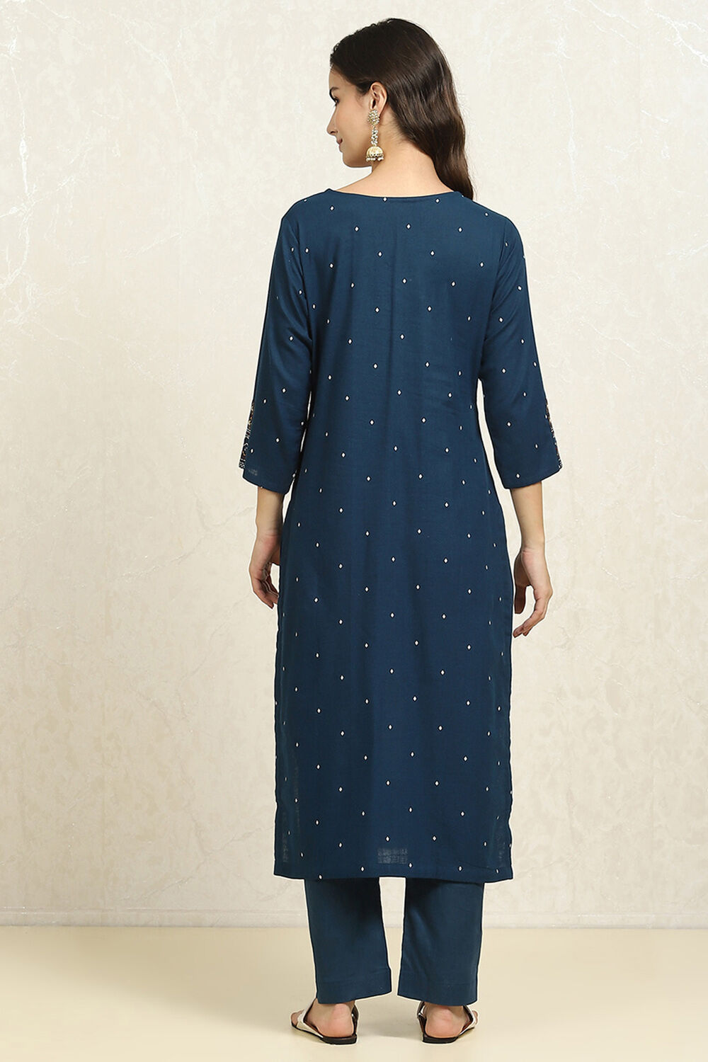 Yellow Cotton Handloom Unstitched Suit Set image number 5