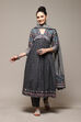 Green & Maroon Cotton Anarkali Kurta Relaxed Salwar Suit Set image number 7