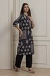 Black Cotton Straight Kurta image number 4