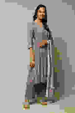 Grey Modal A-Line Kurta Palazzo Suit Set image number 6