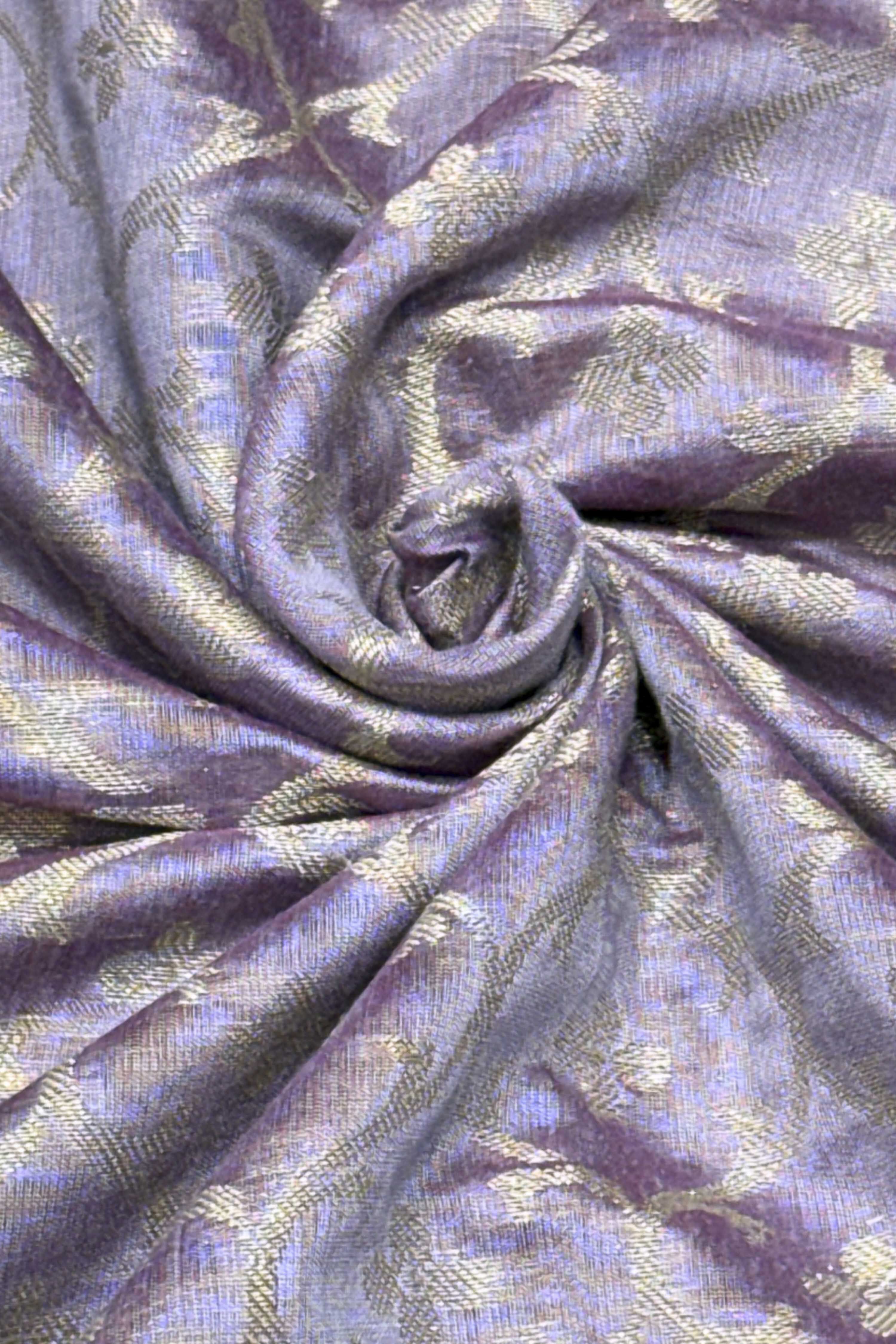 Lavender Chanderi Banarsi Weave Unstitched Suit Set image number 2