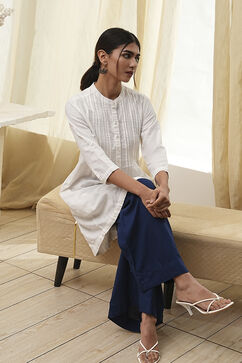 Navy Blue Viscose Solid Straight Palazzos image number 0
