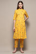 Beige Linen Straight Kurta Slim Pants Suit Set image number 6