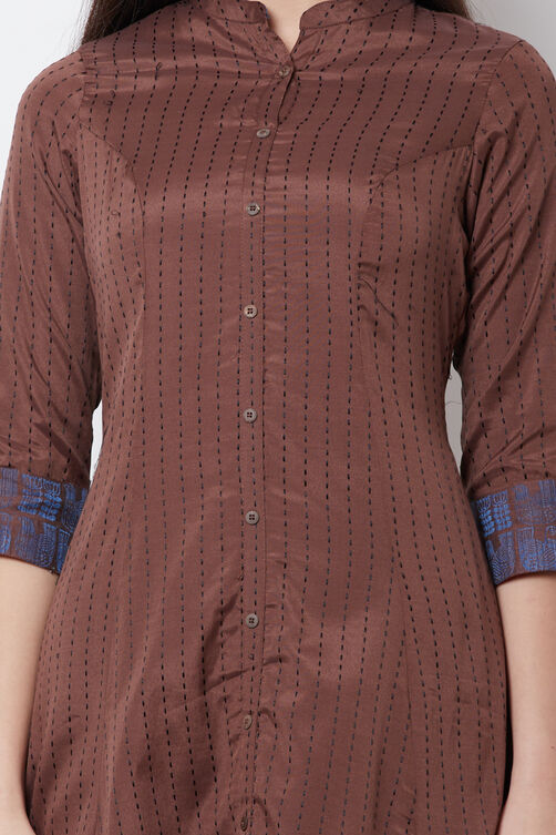 Green Art Silk Front Open Yarndyed Kurta image number 1
