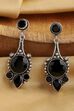 Black Oxidized Brass Studded Drop Earrings