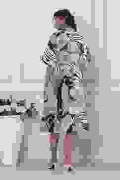 Black Cotton Poplin Floral Printed Flared Dress image number 3