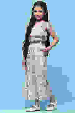 Lavender Printed Cotton Strappy Jumpsuit image number 2