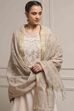 Beige Polyester Blend Straight Dyed Suit Set image number 7