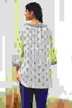 Beige Printed Straight Short Kurta image number 3