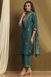 Off-White Embellished Festive Straight Suit Set image number 4