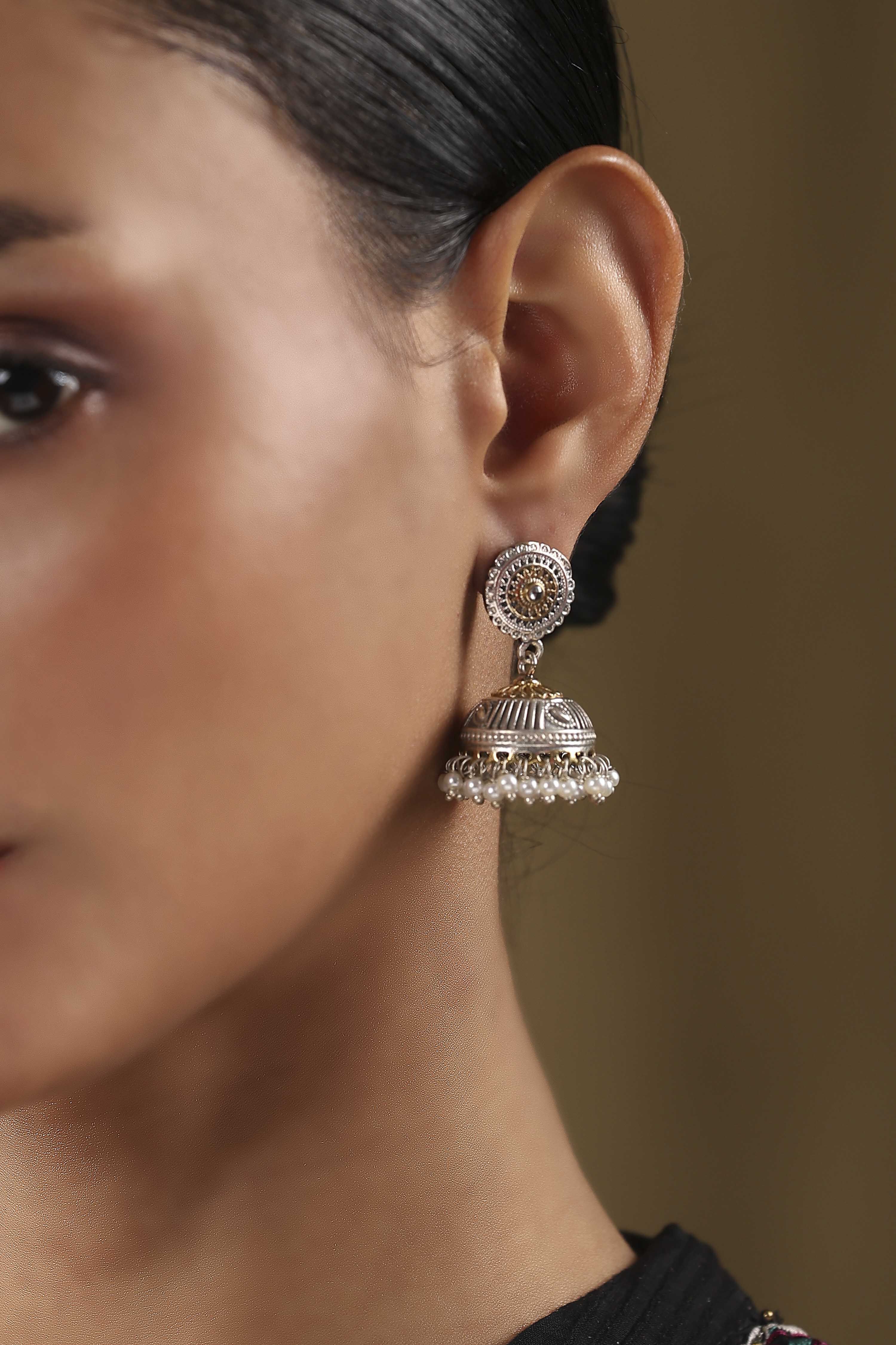 Oxidised Gold Brass Jhumka image number 1