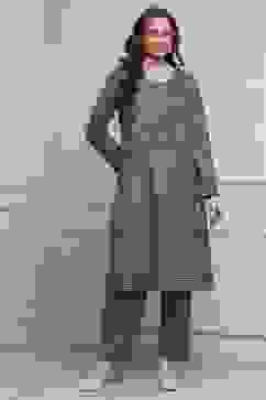 Blue Polyester Straight Printed Kurta Pants Set image number 6