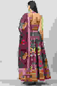 Chocolate Brown Art Silk Lehenga Set image number 4