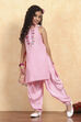 Dark Pink Polyester Straight Solid Suit Set image number 6