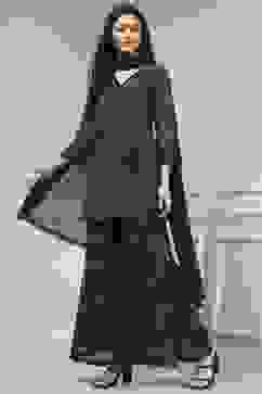 Charcoal Black Printed Straight Suit Set image number 3