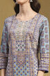 Blue Cotton Printed Straight Kurta image number 1