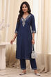 Blue Polyester Solid Kurta image number 0