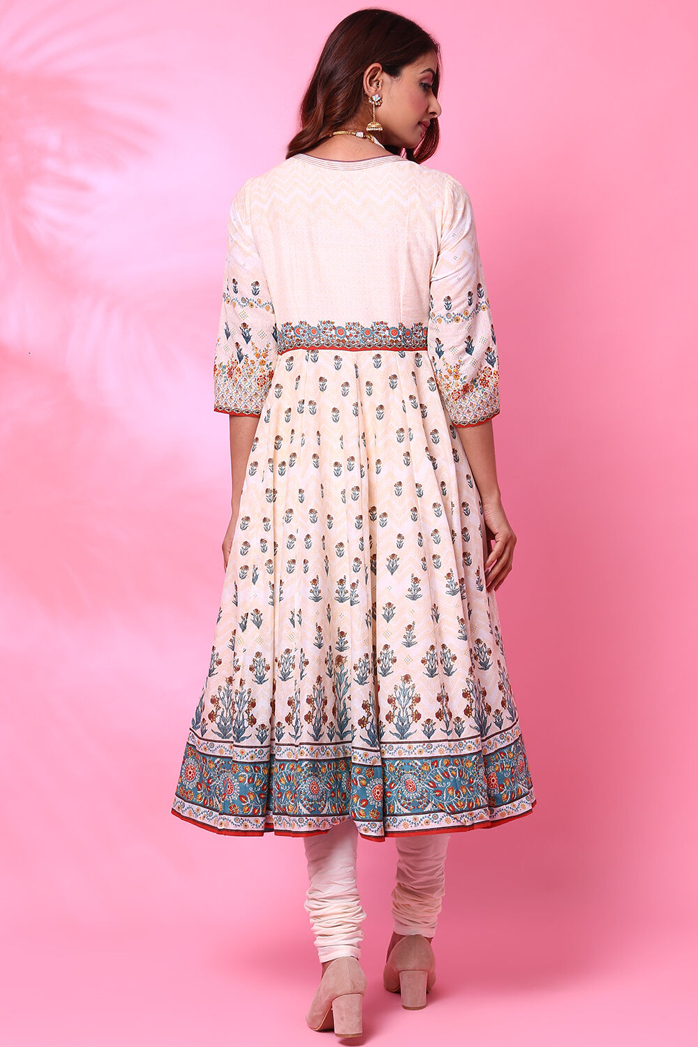 Yellow Cotton Anarkali Suit image number 8