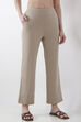 Beige Viscose Blend Wide Leg Pants image number 3