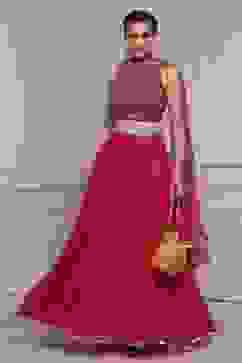 Fuchsia Polyester Printed Lehenga Set image number 0