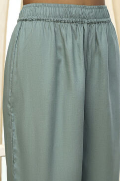 Dull Blue Solid Straight Palazzo image number 1