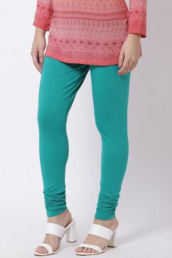 Green Cotton Lycra Churidar image number 2