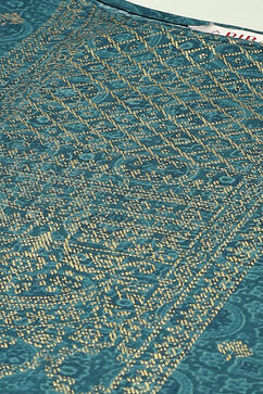 Teal Rayon Straight Printed Kurta image number 1