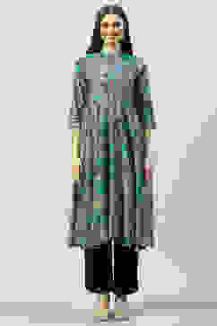 Black Rayon Flared Printed Dress image number 5