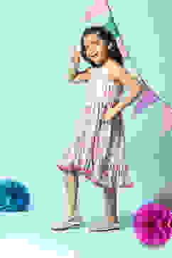 Off White Cotton Flared Dress image number 2