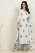 White and Blue Cotton Printed Unstitched Suit Set image number 6