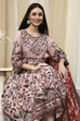 Beige Cotton Anarkali Kurta Churidar Suit Set image number 0