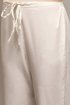 White & Black Cotton Straight Printed Kurta Ankle Length Suit Set image number 2