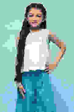 White Cotton Top With Contrast Colored Embroidery  image number 2