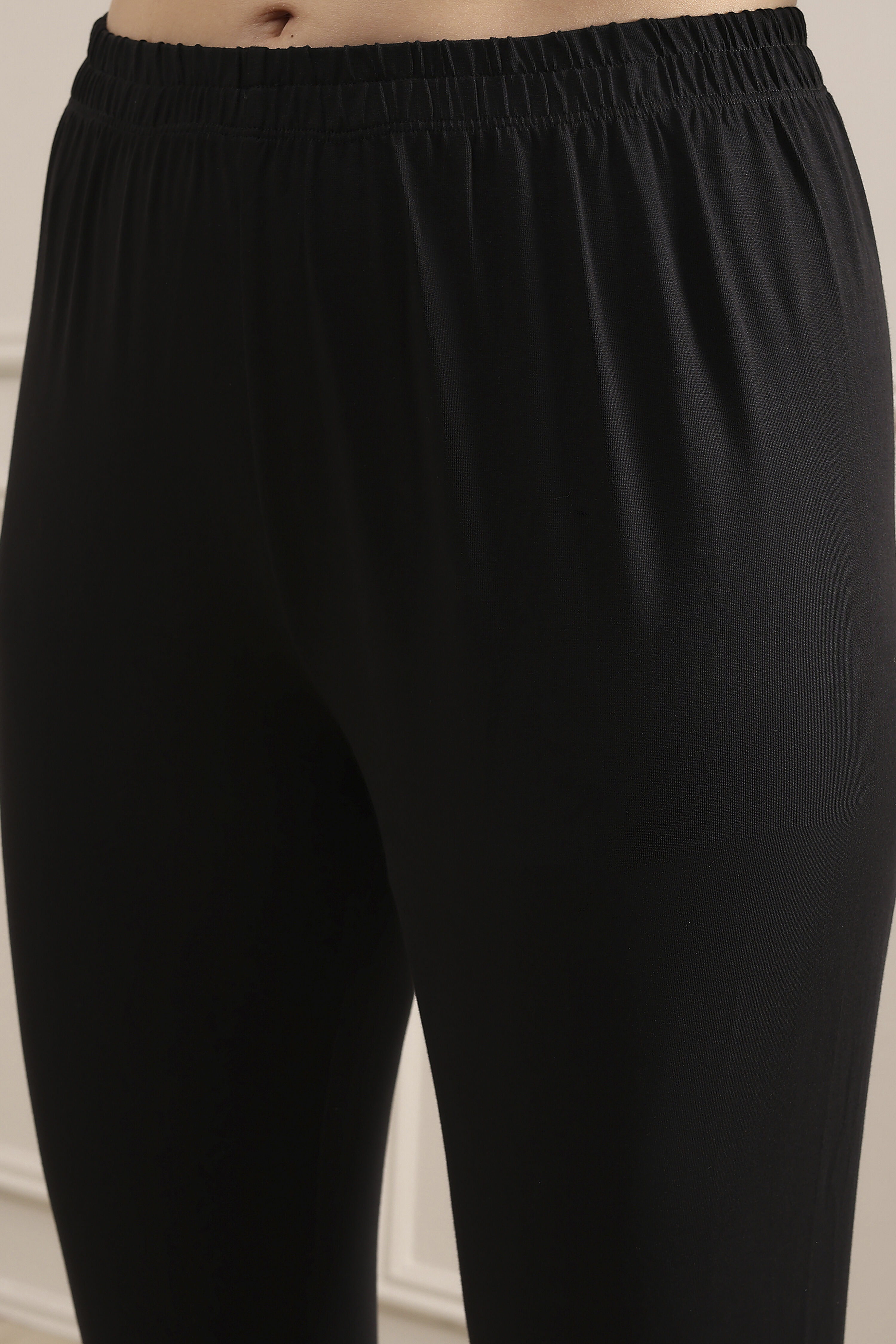 Black Solid Art Silk Anarkali Suit Set image number 2