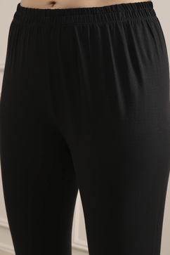 Black Solid Art Silk Anarkali Suit Set image number 2