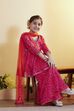Pink Printed Peplum Viscose Rayon Kurta Set