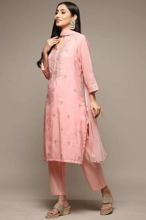 Yellow Cotton Blend Straight Kurta Suit Set image number 7